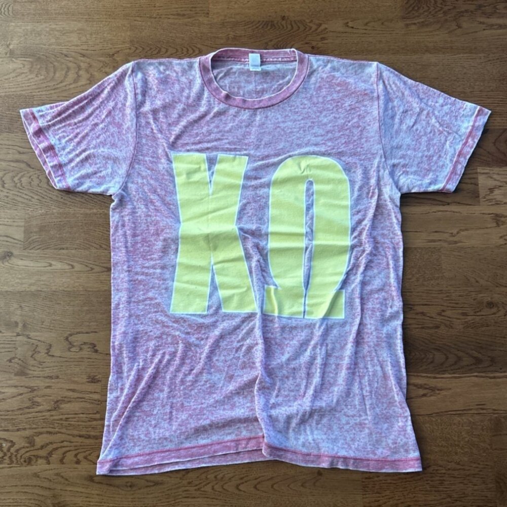 Chi Omega T-Shirt Oversized Tee Pink Yellow Burn Out Vintage Boyfriend M